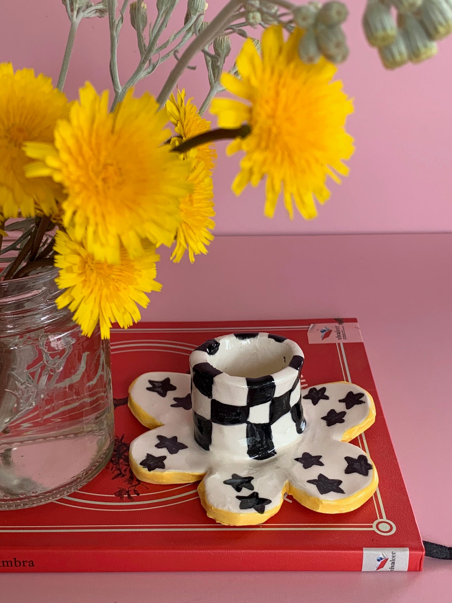 Candelabro Flor ajedrez