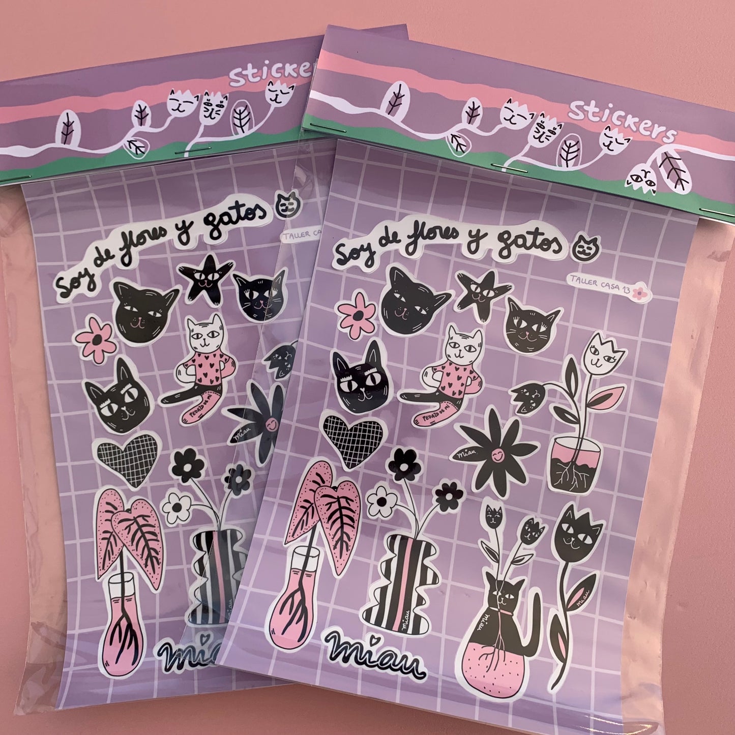 Stickers sheets - Flores y Gatos