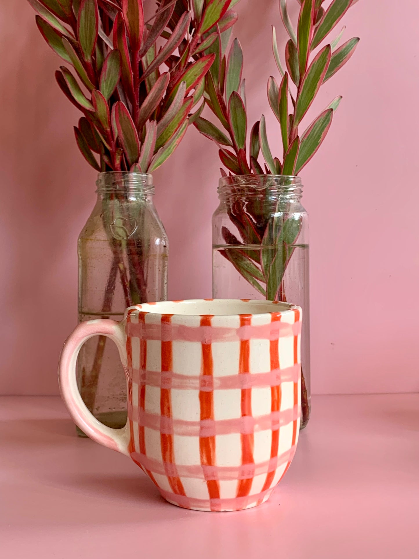 Taza rayas rosa