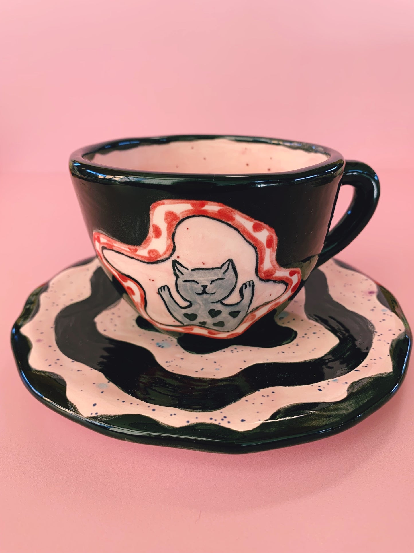 Taza más plato - Gato