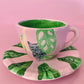 Taza más plato - Gato y Plantas