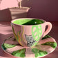 Taza más plato - Gato y Plantas